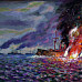 Японский крейсер «Миако», взорванный русской миной и потопленный в Керской бухте 1 мая 1904 г. 2003. Холст, масло, 70х120